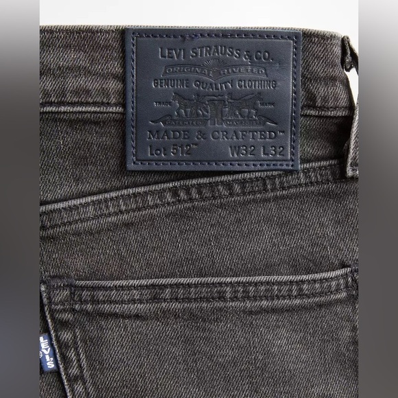 LEVI'S MEN'S 512 SLIM TAPER FIT SILVER HIGH SKINNY MID RISE JEANS W30/L32 - Picture 10 of 16